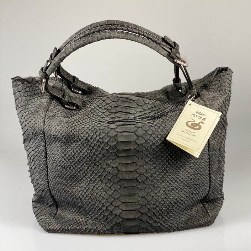 Shopper Giada Big Vero Pitone Nabuk Nero