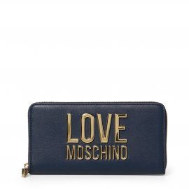 Love Moschino portafoglio Gold metal logo Blu